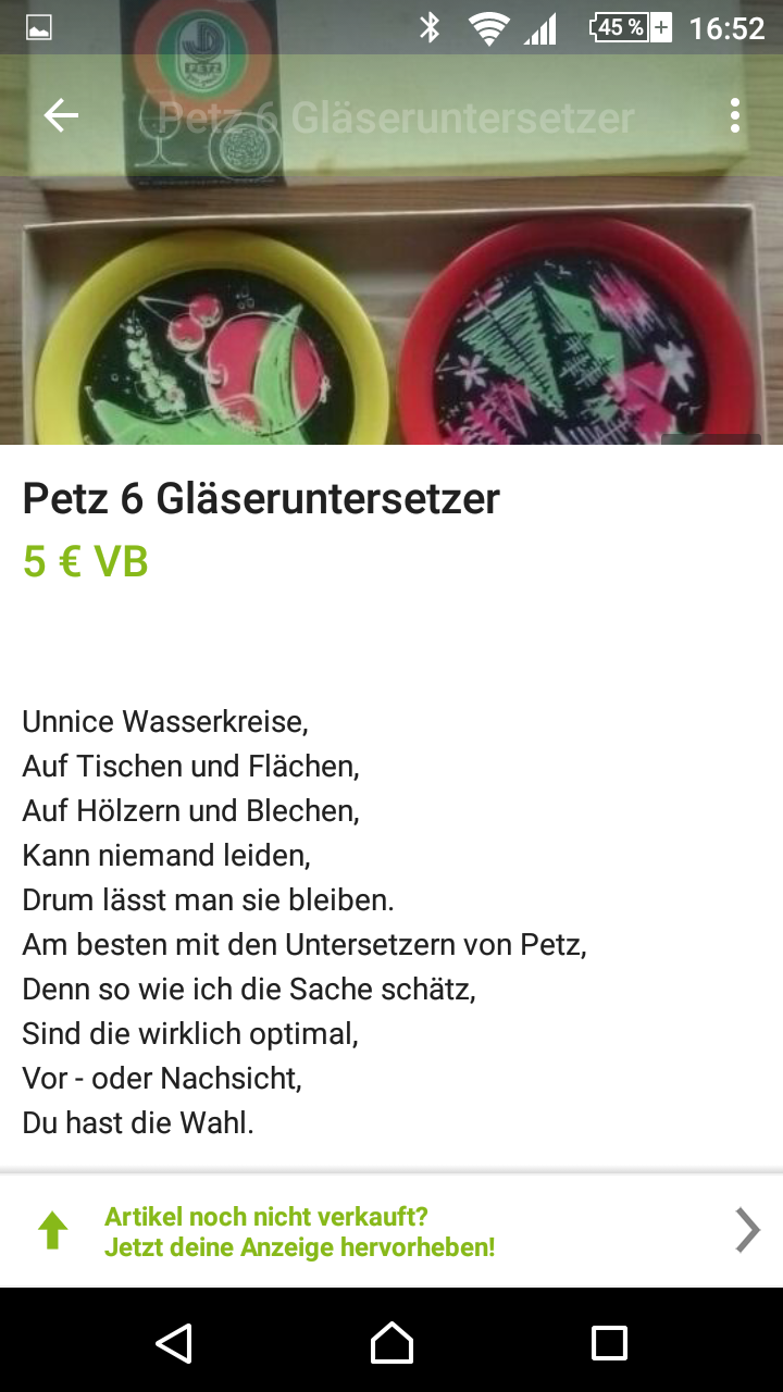 Petz Glasuntersetzer